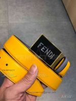 AAA Fake Fendi Reverisible Belt - Yellow And Grey Leather 